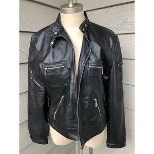 CLIO black 100% leather jacket size 16 plus size